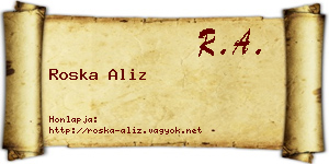 Roska Aliz névjegykártya